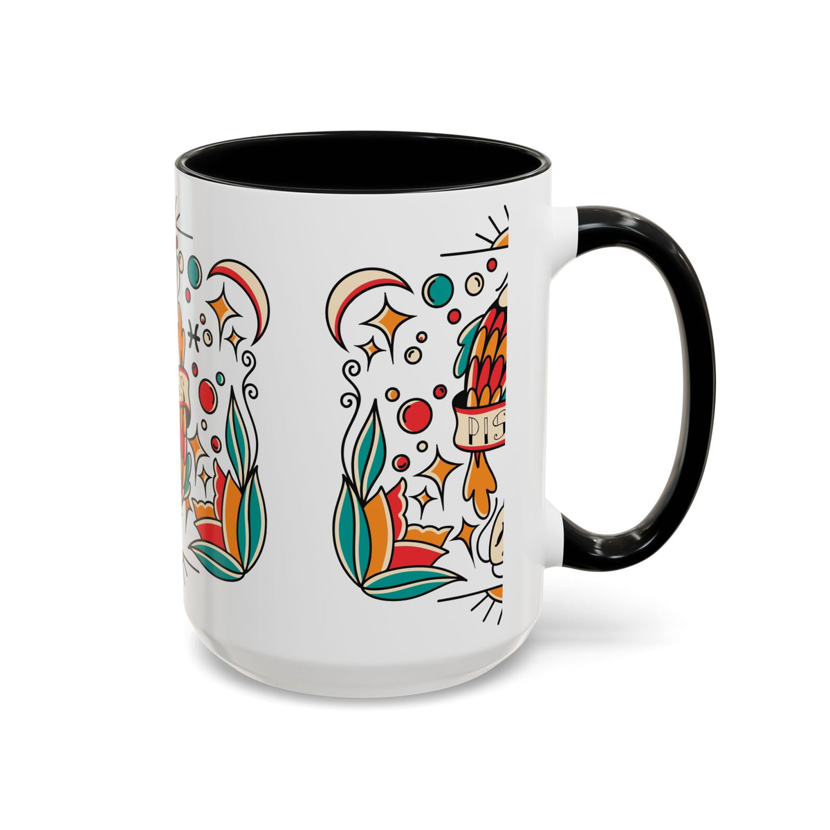 Colorful Pisces Zodiac Mug, Painted Ceramic 11oz Unique Coffee Cup - Ira World Art LLC