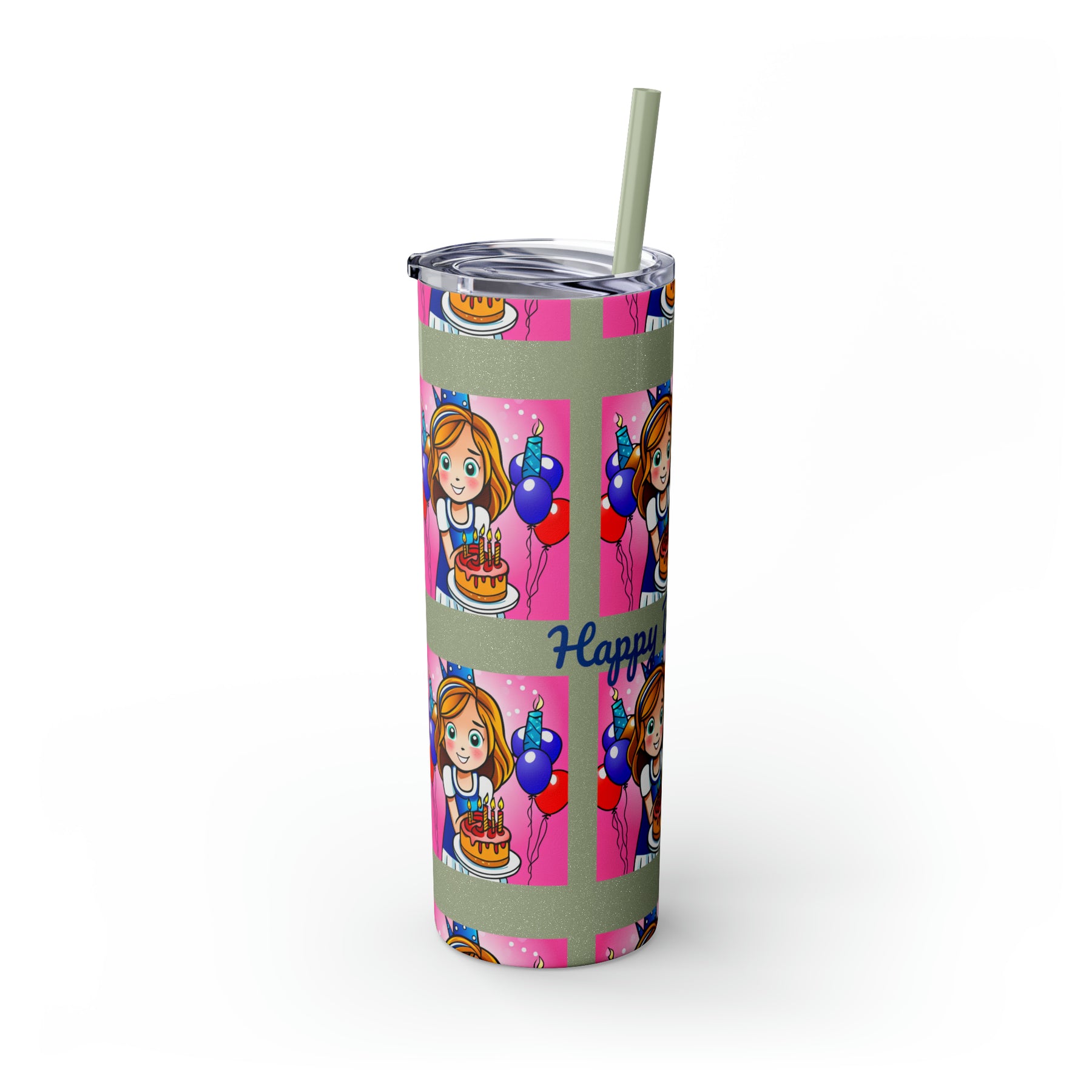 Stylish 20oz Birthday Skinny Tumbler with Straw - Ira World Art LLC