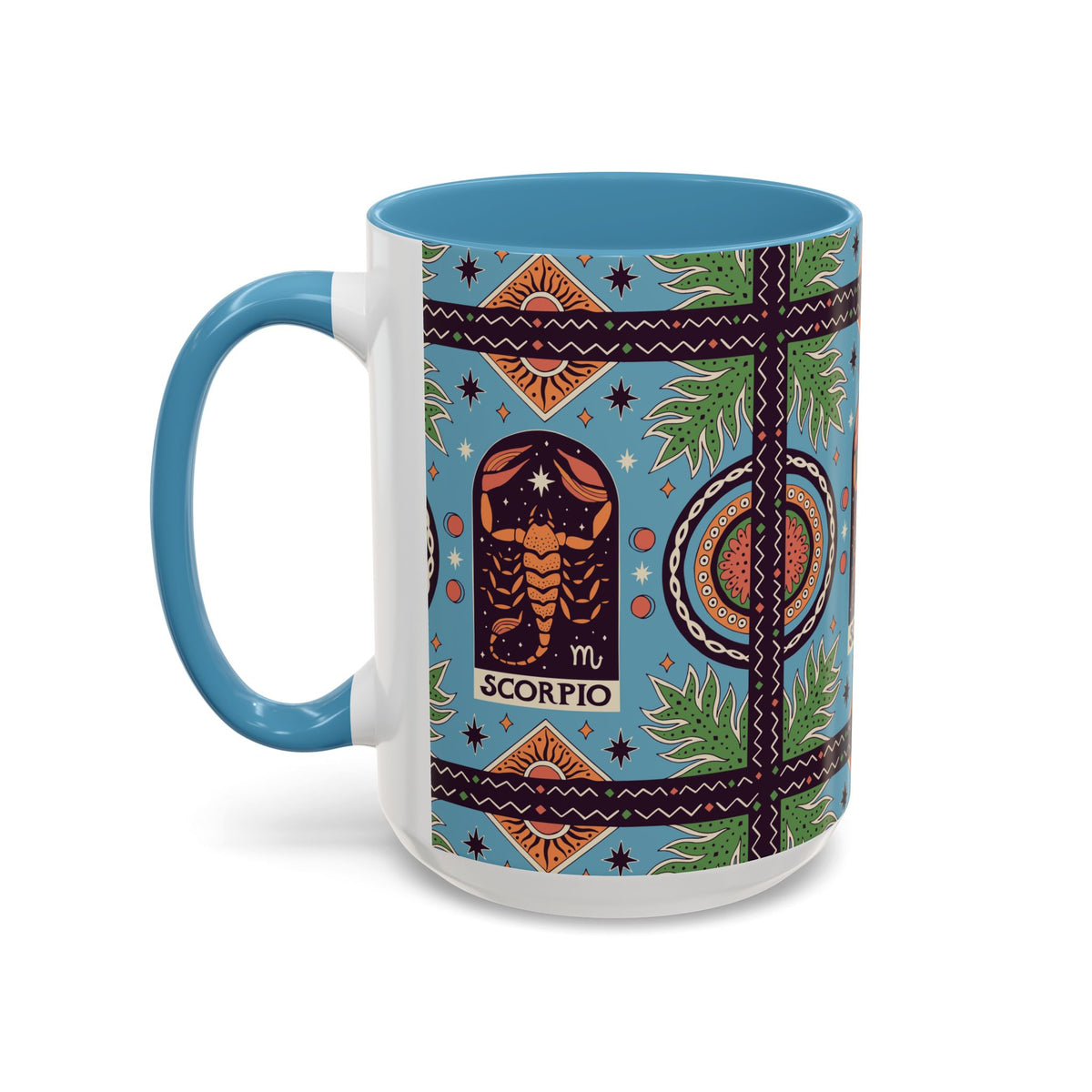 Colorful Scorpio Zodiac Ceramic Mug, Custom 11oz & 15oz Coffee Cup Design - Ira World Art LLC