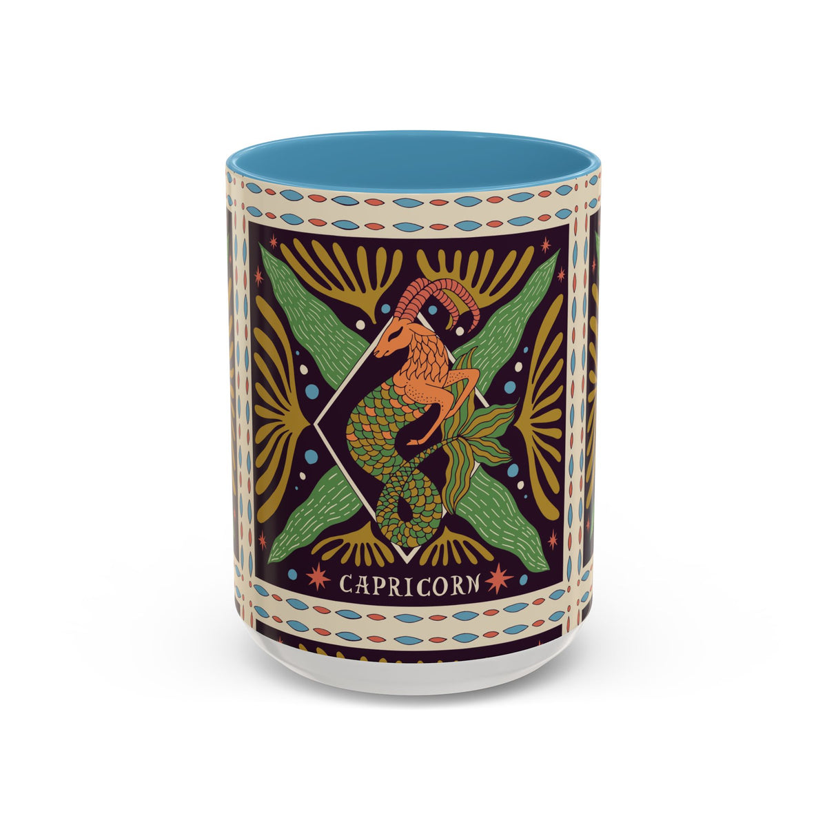 Colorful Capricorn Mug, Custom Ceramic Coffee Cup 11oz & 15oz Zodiac Design - Ira World Art LLC