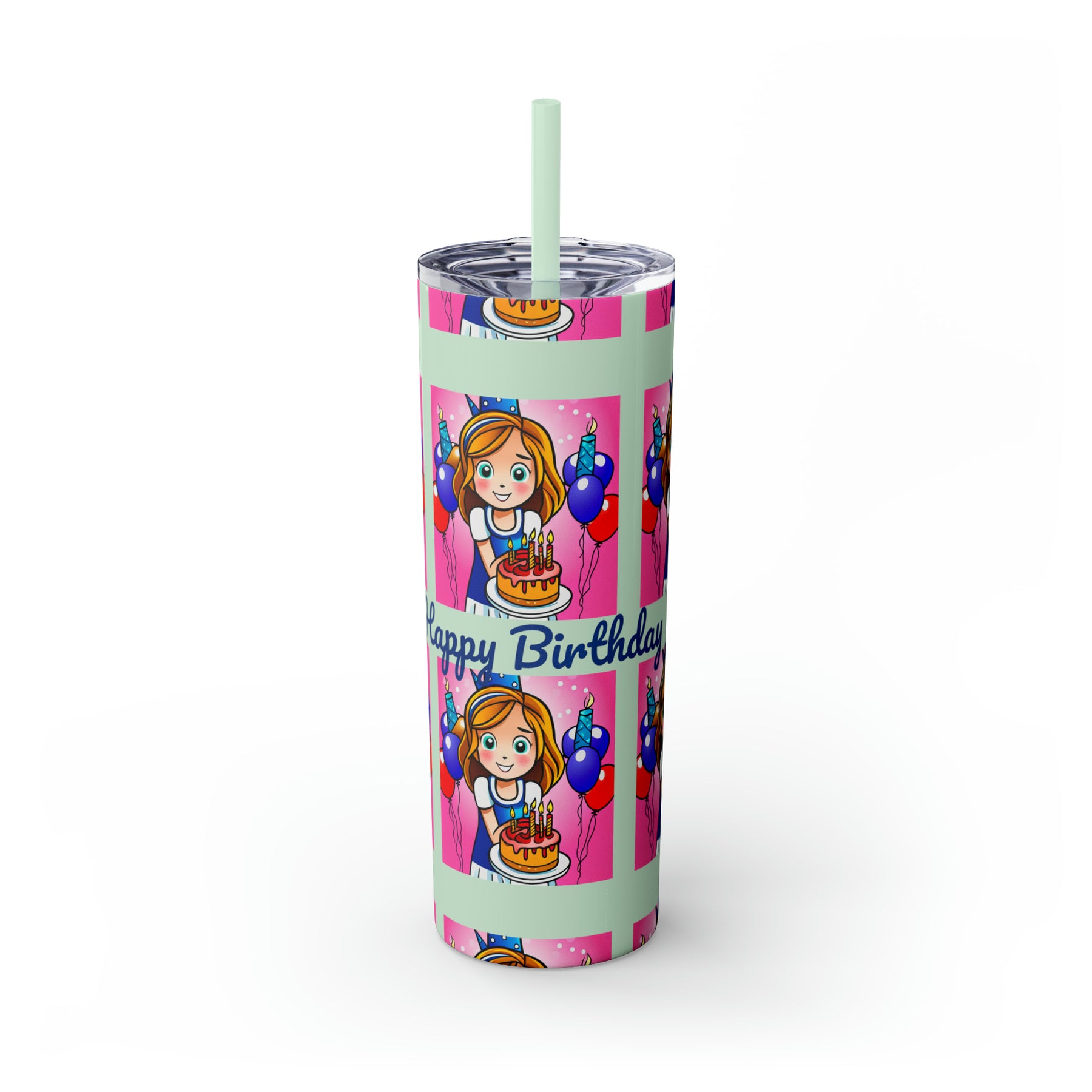 Stylish 20oz Birthday Skinny Tumbler with Straw - Ira World Art LLC