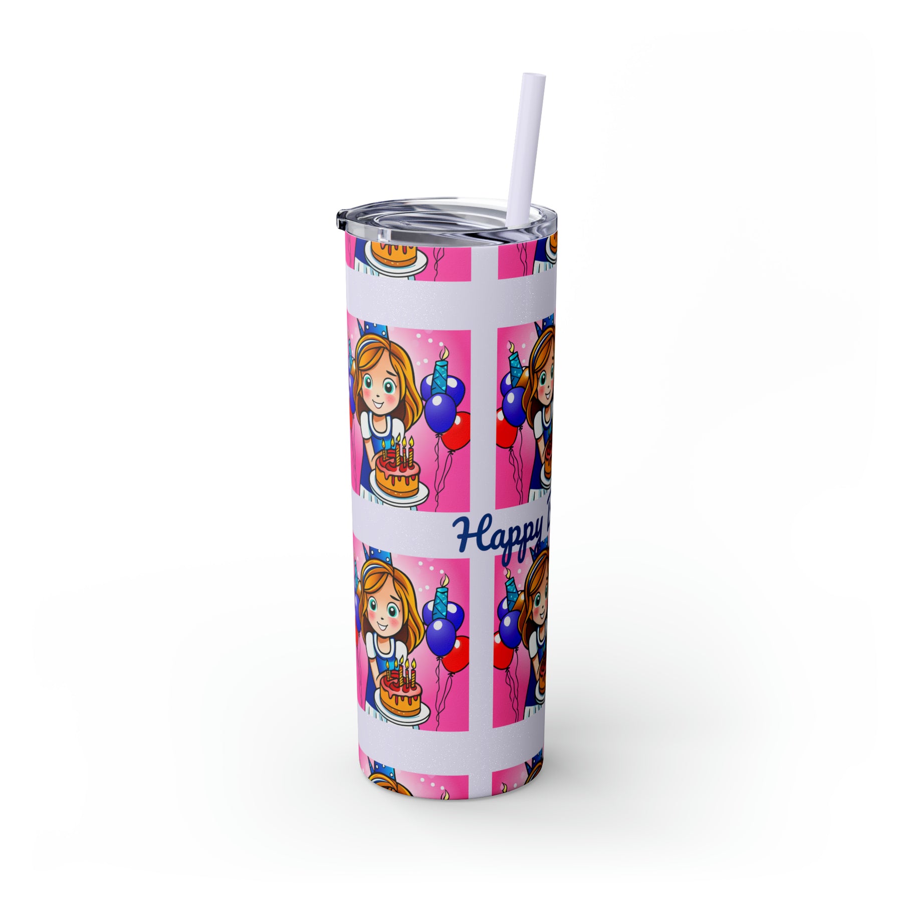 Stylish 20oz Birthday Skinny Tumbler with Straw - Ira World Art LLC