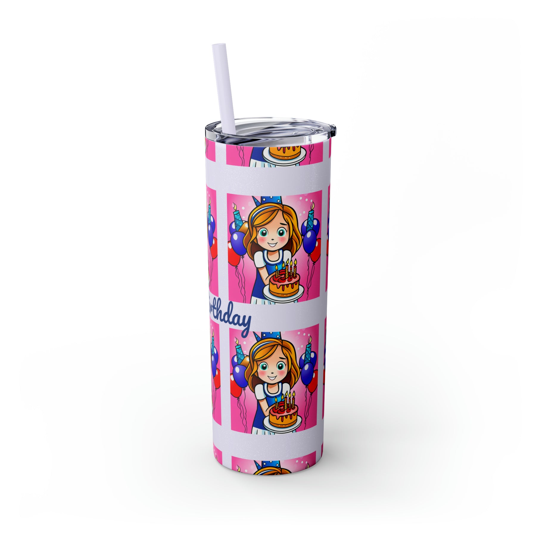 Stylish 20oz Birthday Skinny Tumbler with Straw - Ira World Art LLC