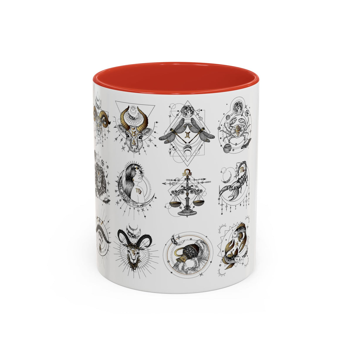 Zodiac Accent Ceramic Coffee Mug with Vibrant Horoscope Design 11oz & 15oz - Ira World Art LLC
