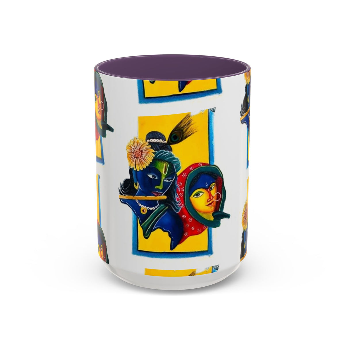 Colorful Ceramic Mug with Unique Hindu Art Design, 11oz & 15oz Aesthetic Gift - Ira World Art LLC