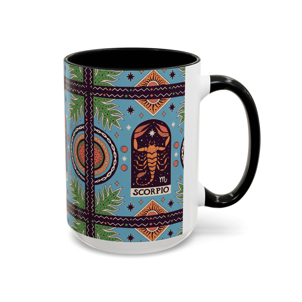 Colorful Scorpio Zodiac Ceramic Mug, Custom 11oz & 15oz Coffee Cup Design - Ira World Art LLC