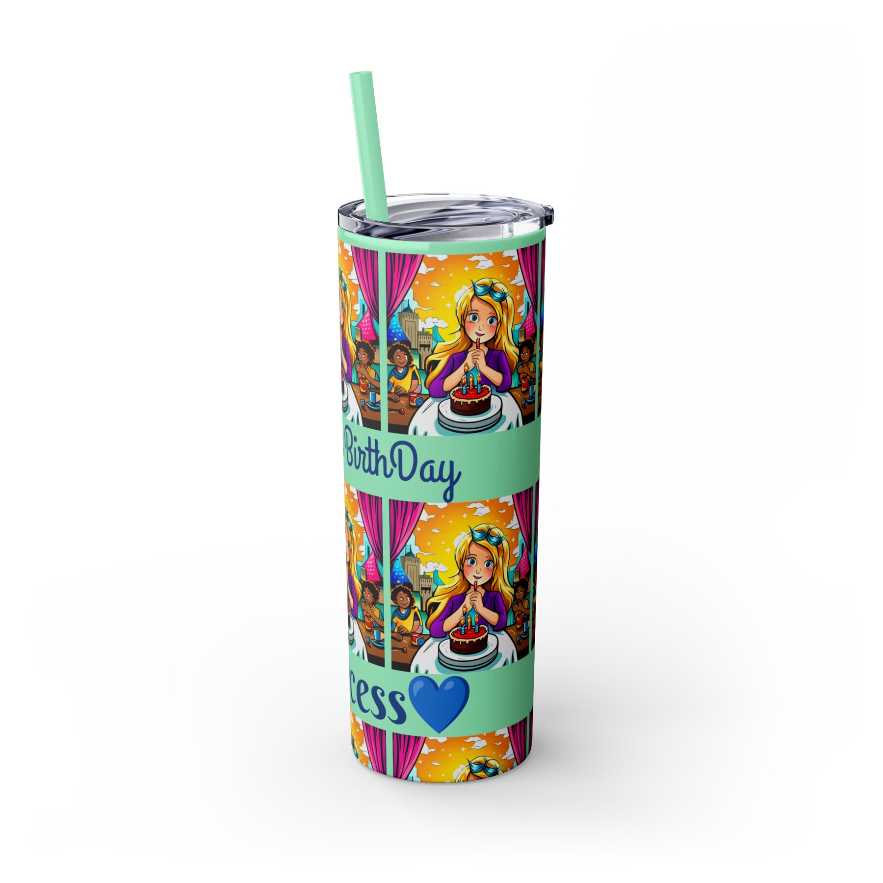 Stylish 20oz Birthday Skinny Tumbler with Straw – Celebrate in Sip-worthy Fashion!" - Ira World Art LLC