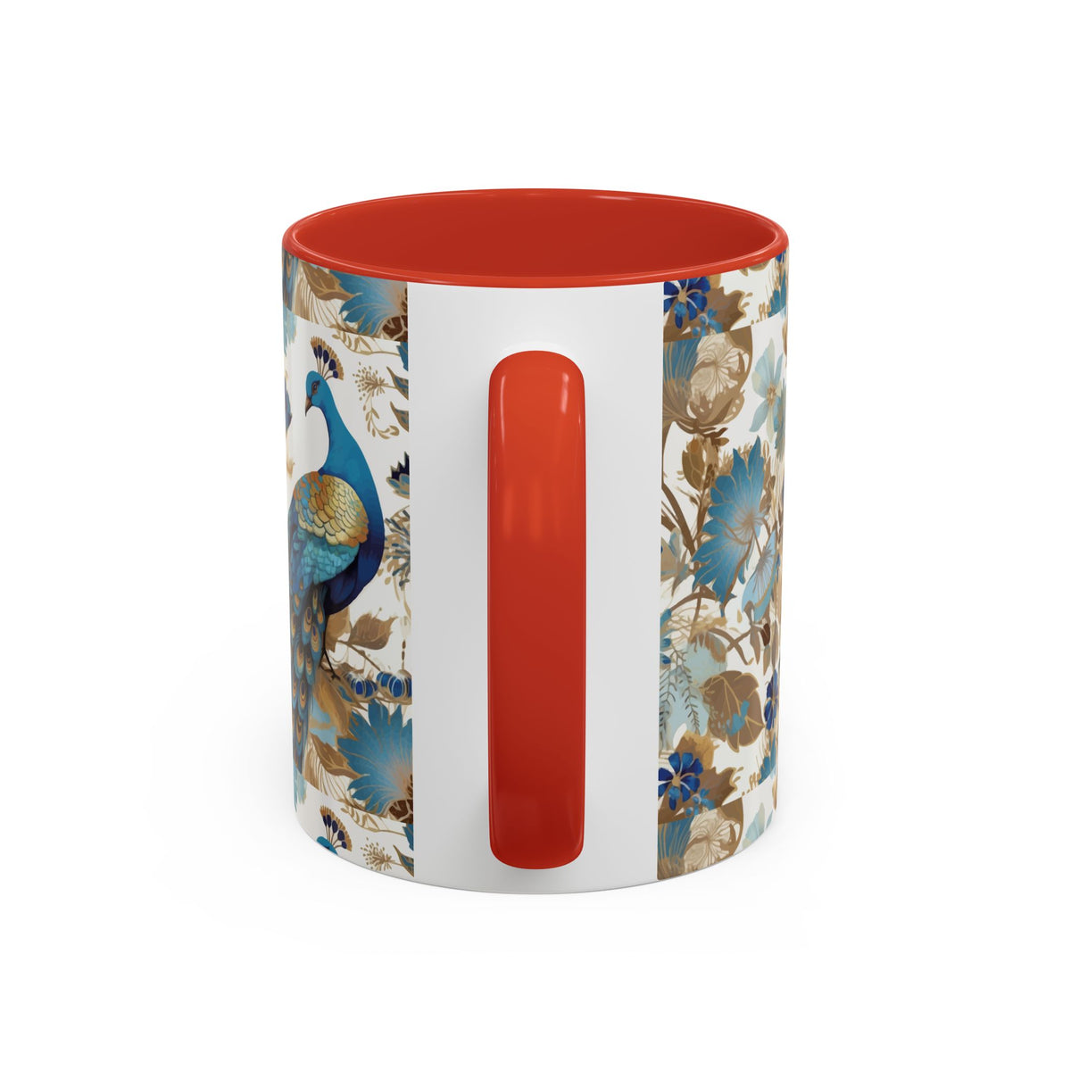 Elegant Peacock Ceramic Coffee Mug, Colorful 11oz & 15oz Custom Design - Ira World Art LLC