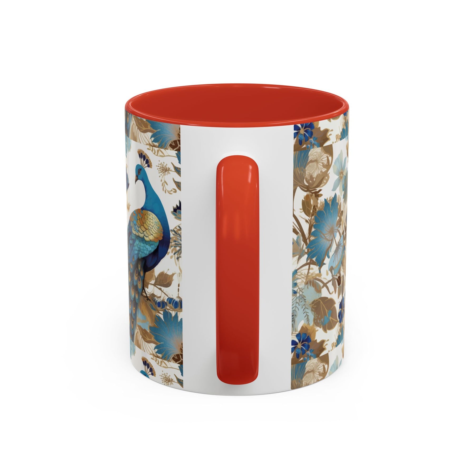 Elegant Peacock Ceramic Coffee Mug, Colorful 11oz & 15oz Custom Design - Ira World Art LLC