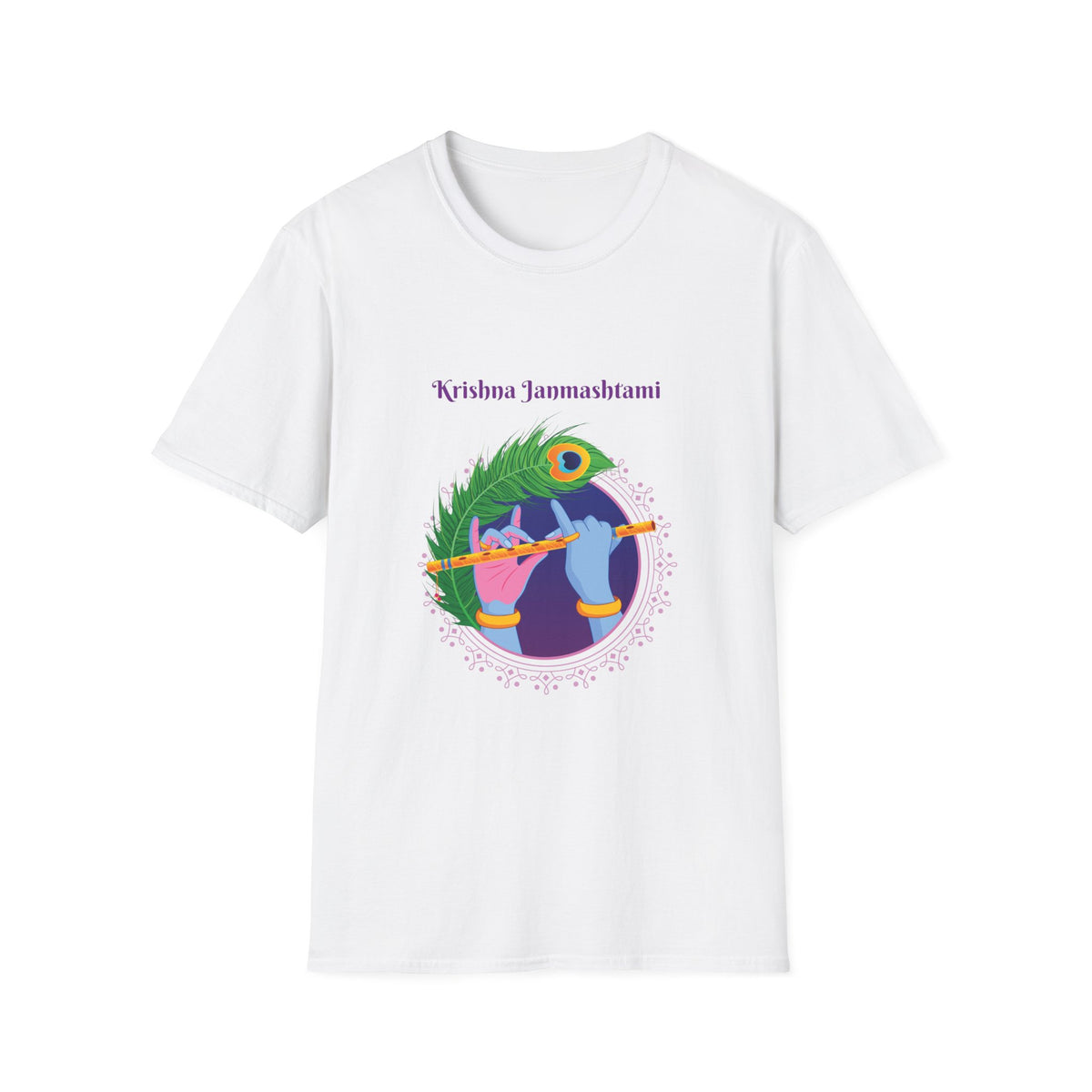Krishna Janmashtami Unisex Softstyle T-Shirt, Festival Shirt, Spiritual Apparel, Gifts for Friends, Cultural Celebrations, Hindu Festivities - Ira World Art LLC