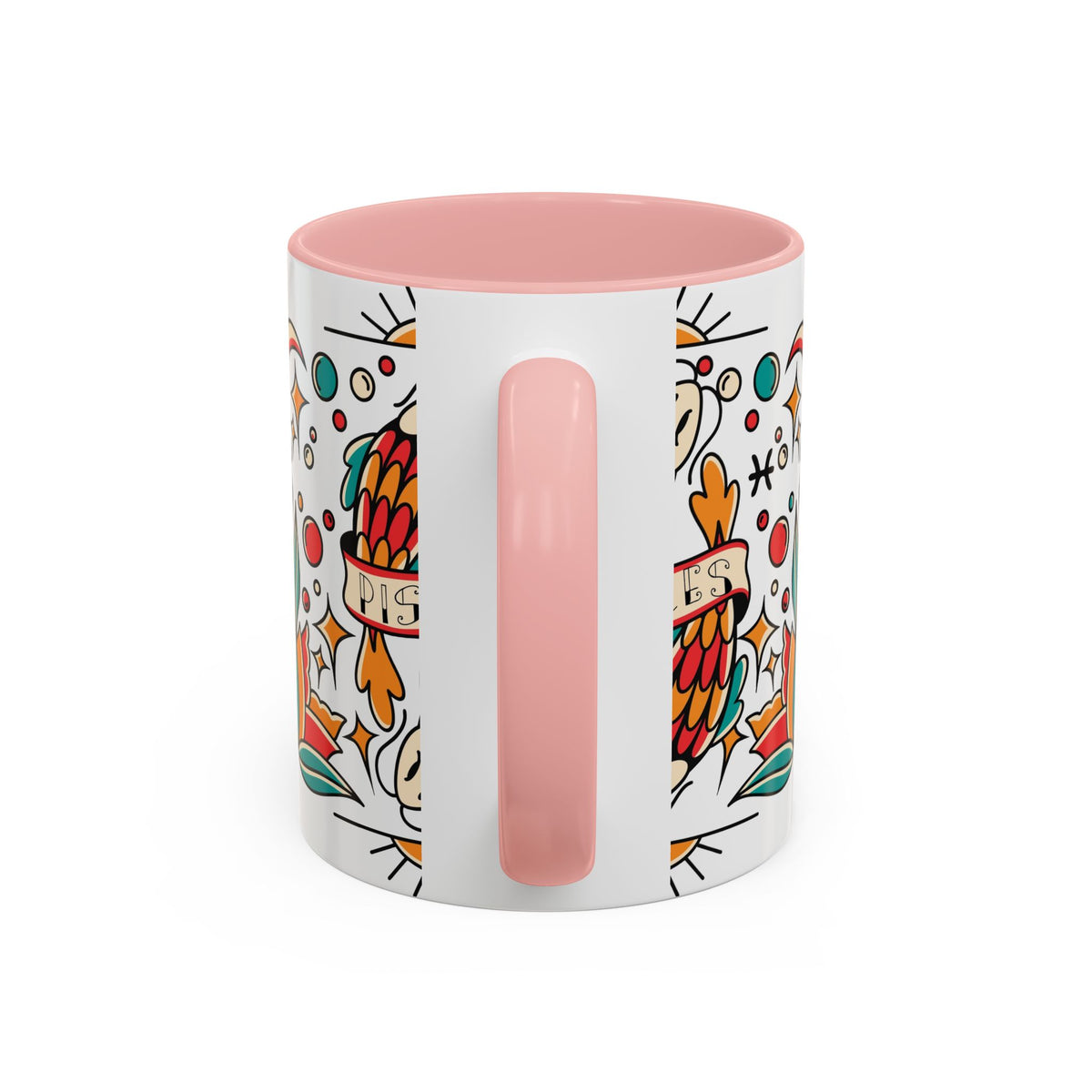 Colorful Pisces Zodiac Mug, Painted Ceramic 11oz Unique Coffee Cup - Ira World Art LLC