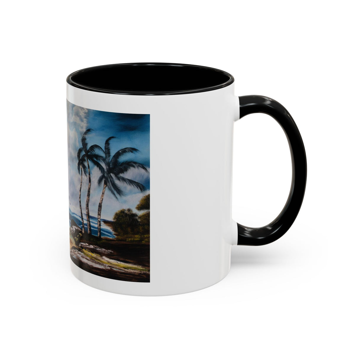 Accent Coffee Mug, 11oz | Accent mug | White blue mug | Outdoor Mug| See View Mug - Ira World Art LLC