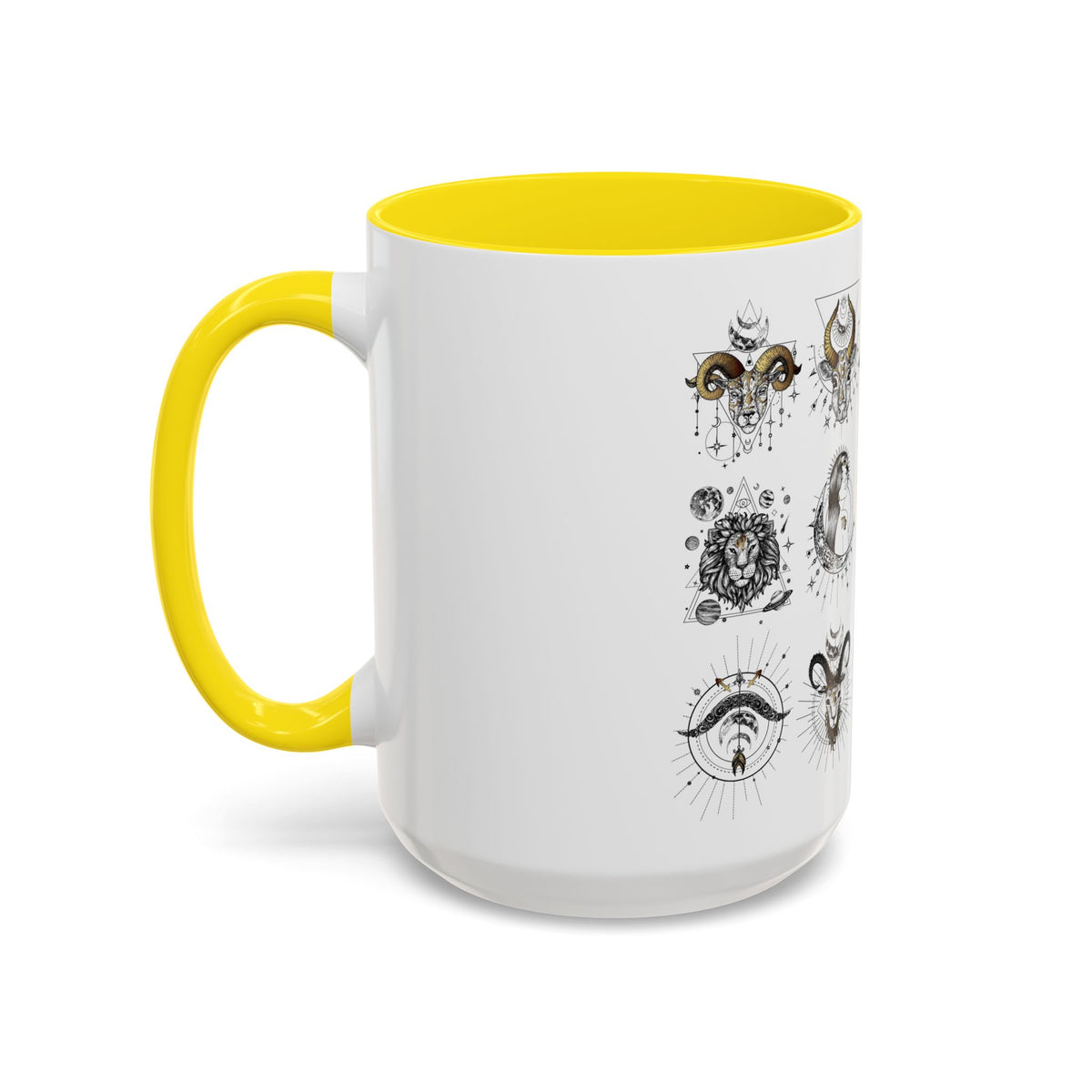 Zodiac Accent Ceramic Coffee Mug with Vibrant Horoscope Design 11oz & 15oz - Ira World Art LLC