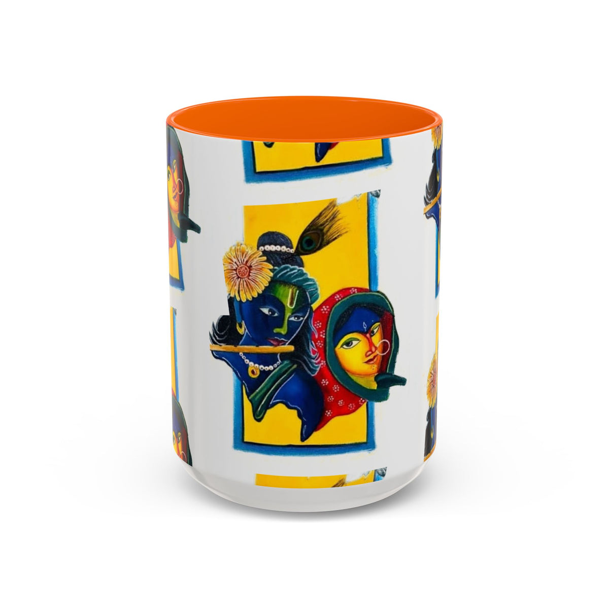 Colorful Ceramic Mug with Unique Hindu Art Design, 11oz & 15oz Aesthetic Gift - Ira World Art LLC