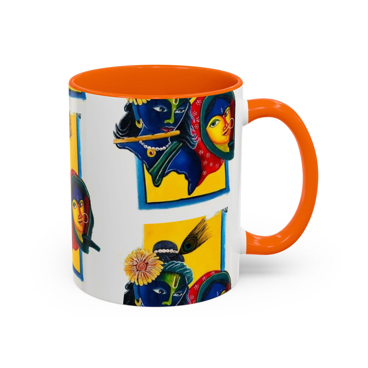 Colorful Ceramic Mug with Unique Hindu Art Design, 11oz & 15oz Aesthetic Gift - Ira World Art LLC