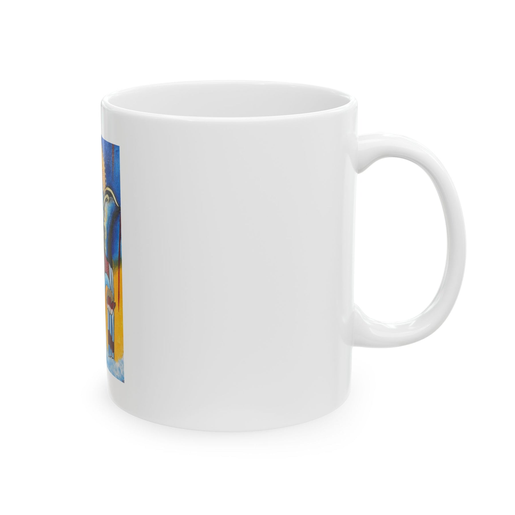 Spiritual Hindu Ceramic Mug with Vibrant Yoga Design, 15oz Painted Art - Ira World Art LLC