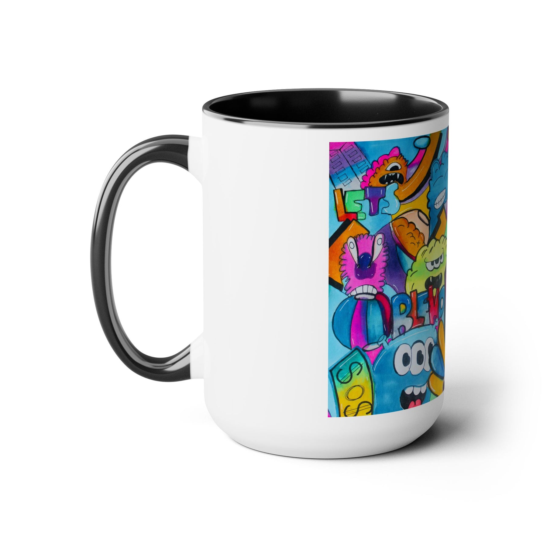 Colorful Two-Tone 15oz Kids Mug with Durable Ceramic, School & Toddler Design - Ira World Art LLC