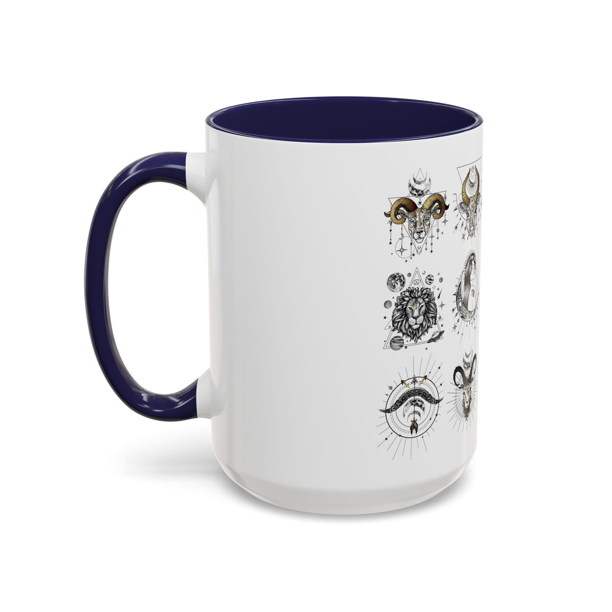 Zodiac Accent Ceramic Coffee Mug with Vibrant Horoscope Design 11oz & 15oz - Ira World Art LLC
