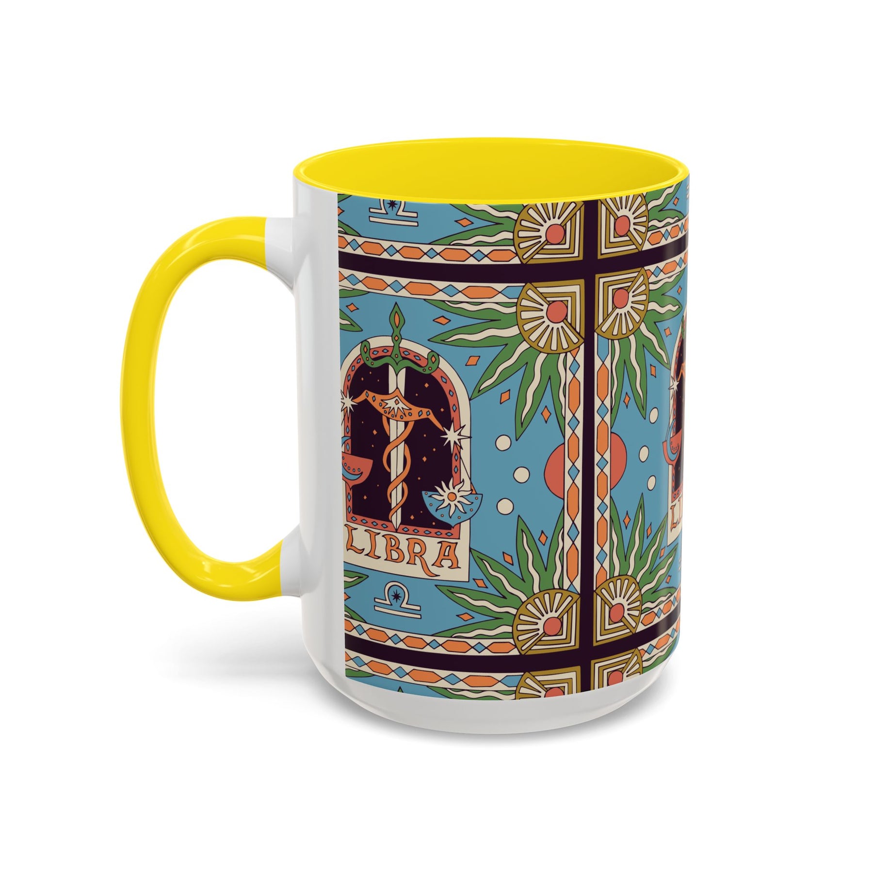 Custom Libra Coffee Mug, Colorful Ceramic 11oz & 15oz Zodiac Design - Ira World Art LLC