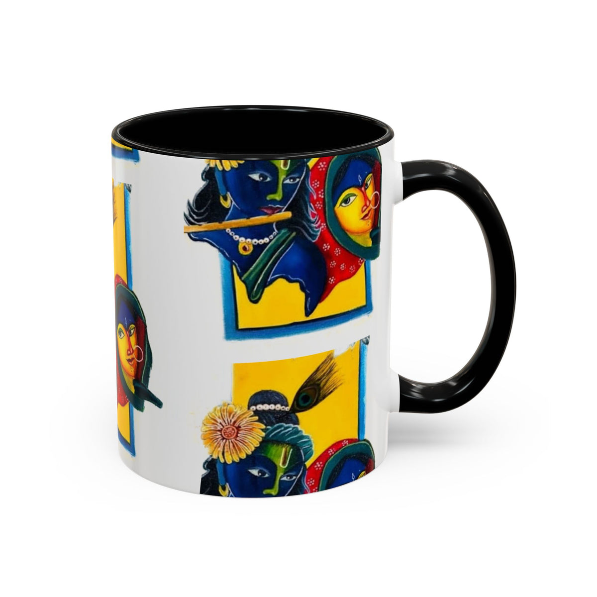 Colorful Ceramic Mug with Unique Hindu Art Design, 11oz & 15oz Aesthetic Gift - Ira World Art LLC