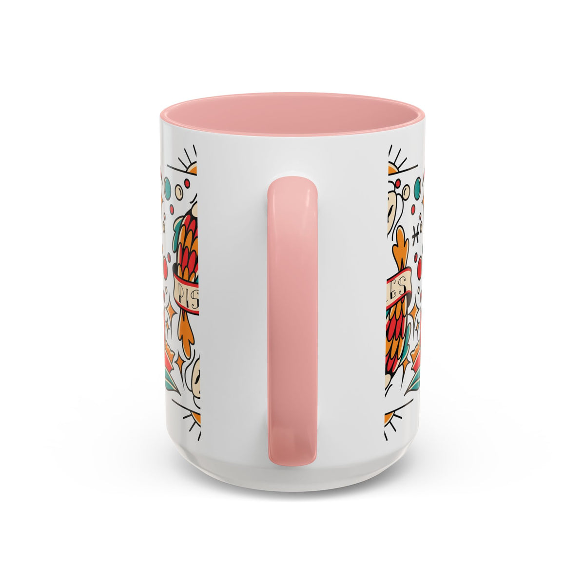 Colorful Pisces Zodiac Mug, Painted Ceramic 11oz Unique Coffee Cup - Ira World Art LLC