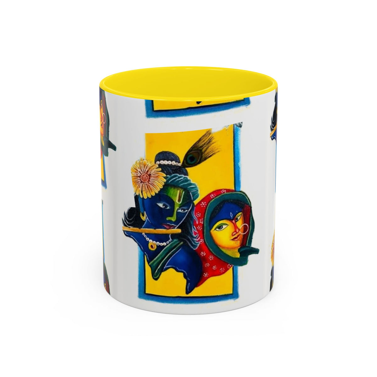 Colorful Ceramic Mug with Unique Hindu Art Design, 11oz & 15oz Aesthetic Gift - Ira World Art LLC