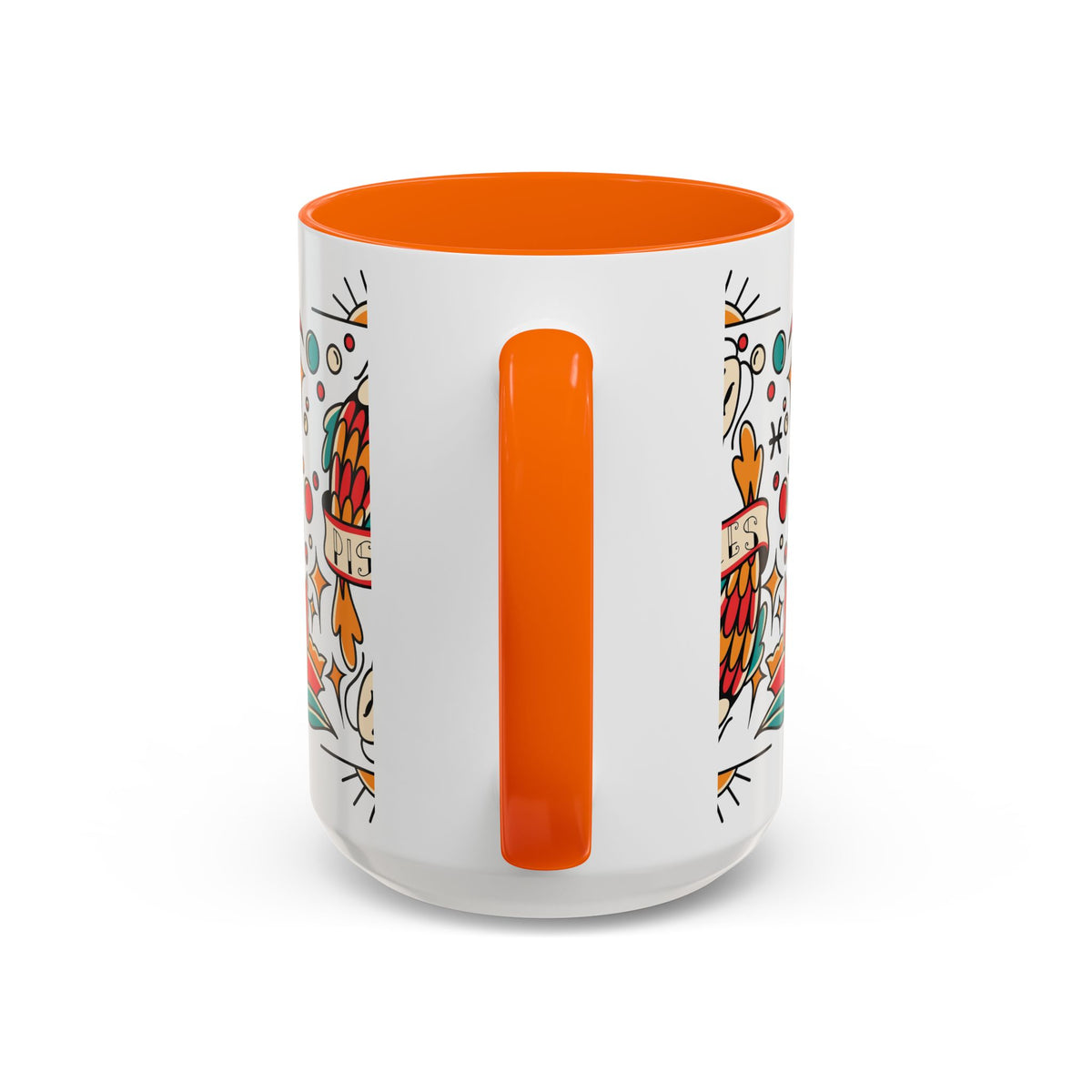 Colorful Pisces Zodiac Mug, Painted Ceramic 11oz Unique Coffee Cup - Ira World Art LLC