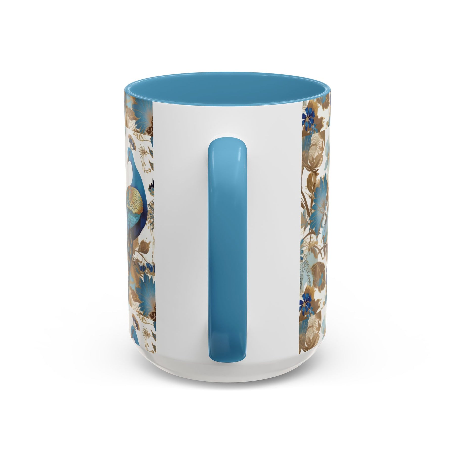 Elegant Peacock Ceramic Coffee Mug, Colorful 11oz & 15oz Custom Design - Ira World Art LLC