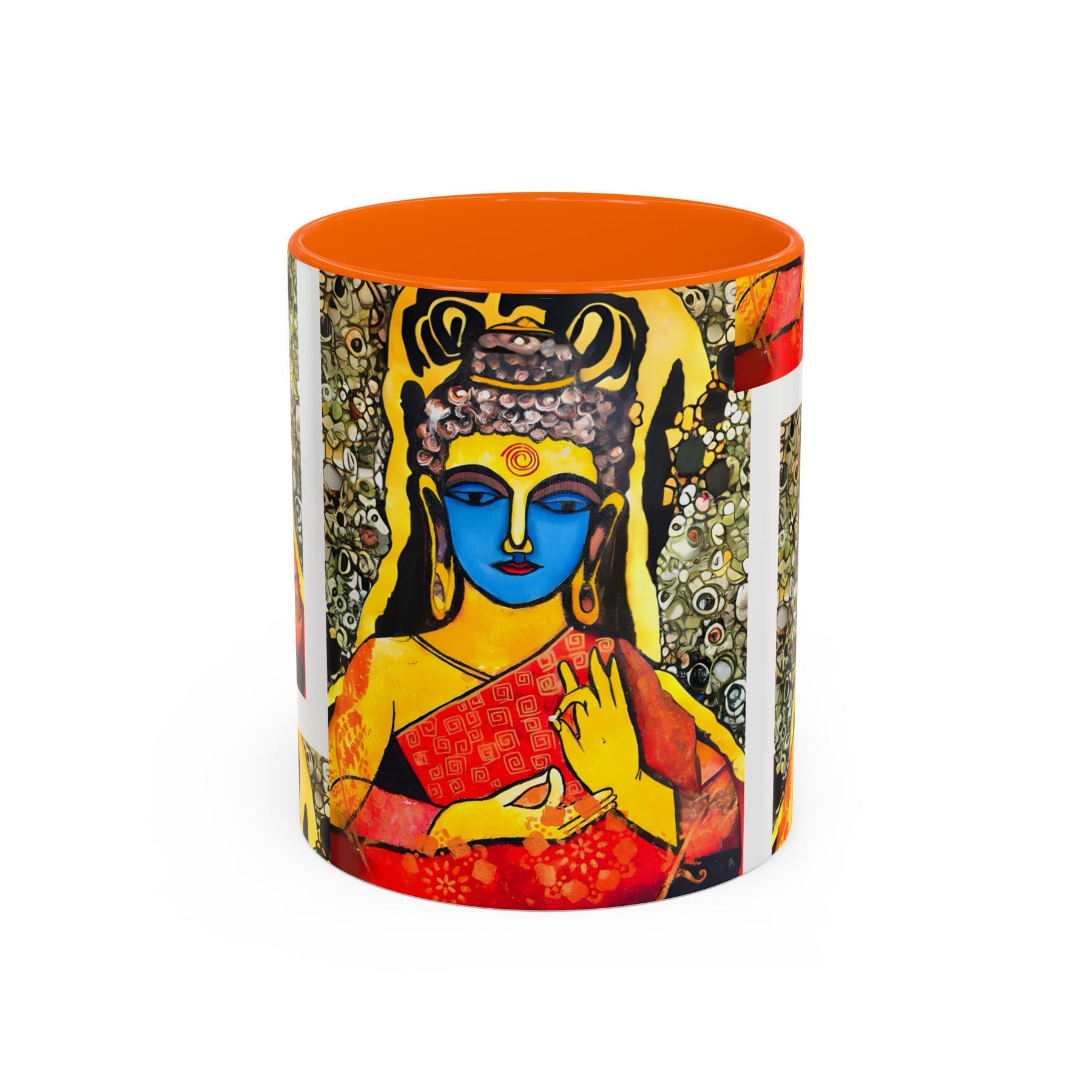 Inspirational Yoga Ceramic Mug, Colorful Buddhist Painting, 11oz & 15oz Unique Coffee Cup - Ira World Art LLC