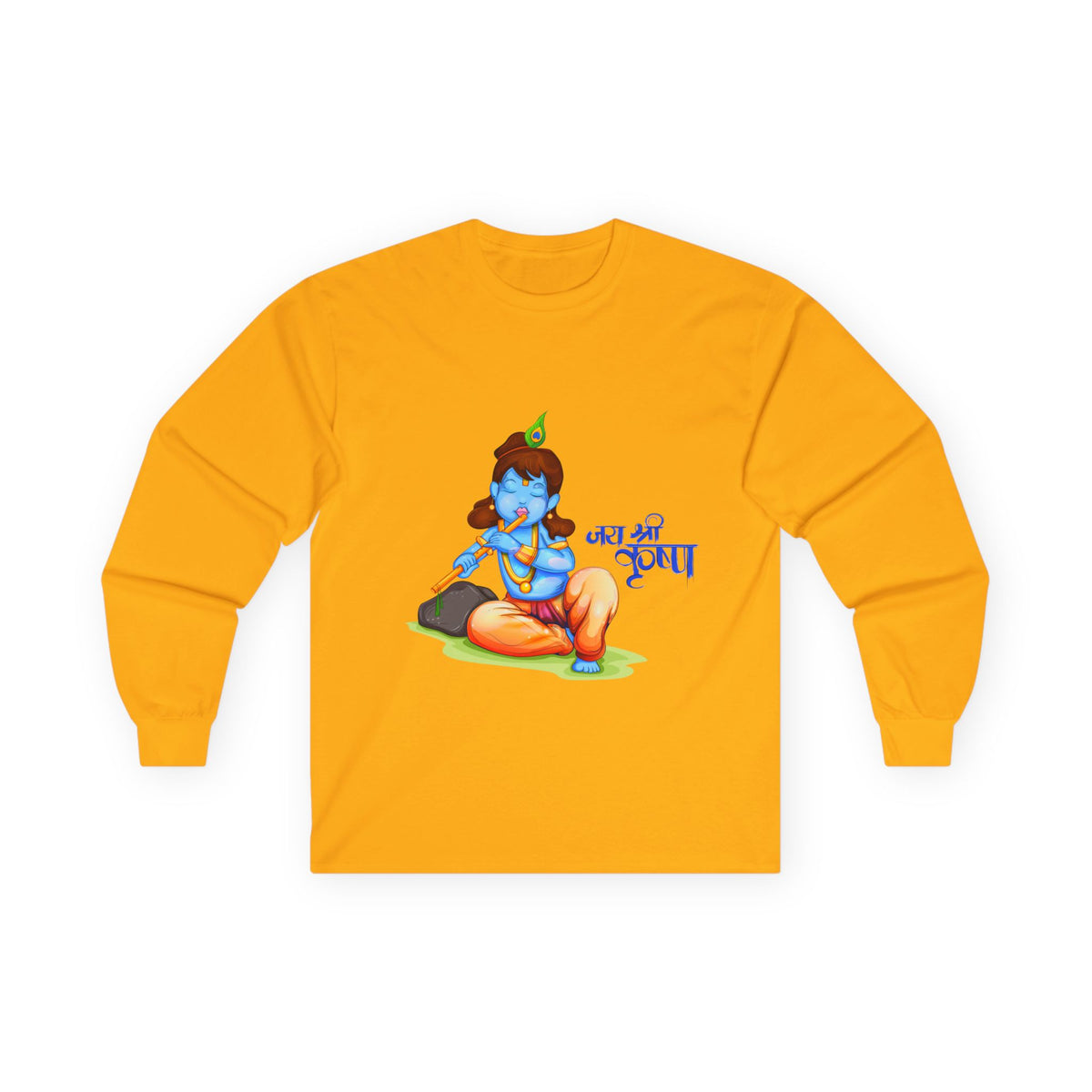 Krishna Full Sleeves T-Shirt, Lord Krishna Graphic Tee, Unisex Long Sleeve Shirt, Spiritual Clothing, Religious Apparel - Ira World Art LLC