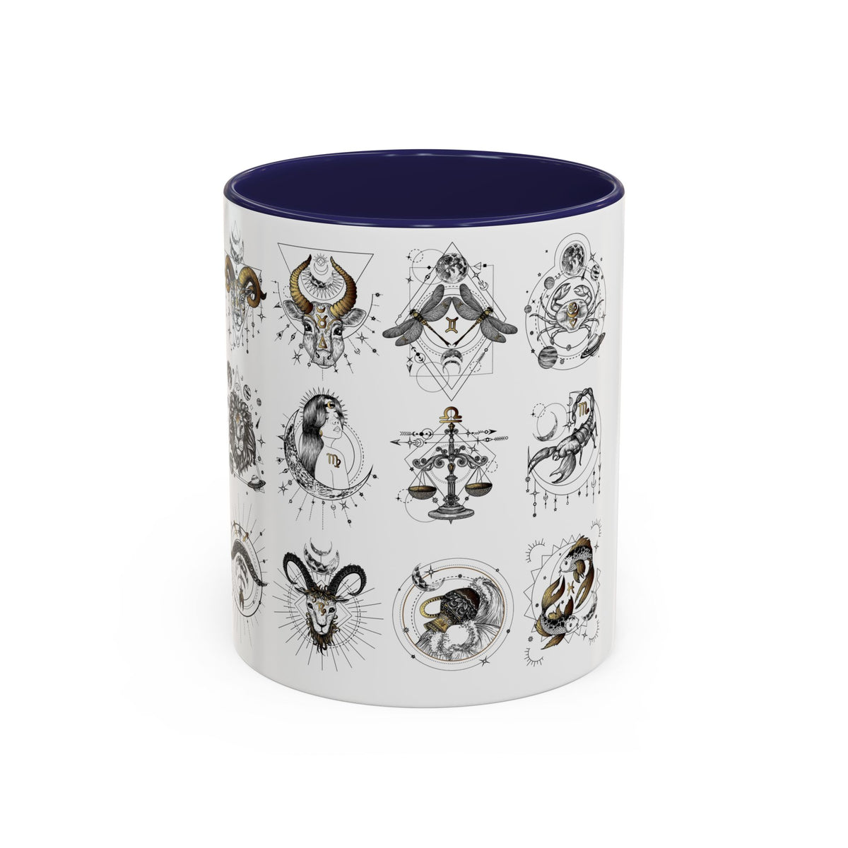 Zodiac Accent Ceramic Coffee Mug with Vibrant Horoscope Design 11oz & 15oz - Ira World Art LLC