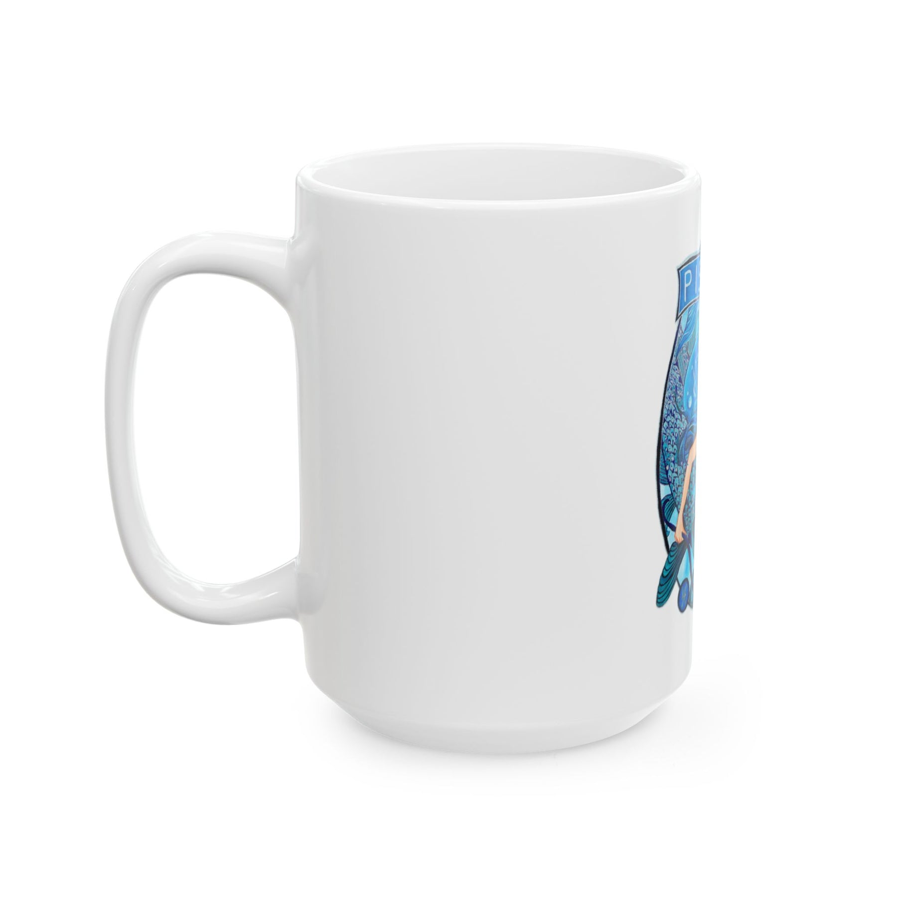 White 11oz Ceramic Zodiac Mug with Colorful Pisces Fish Design, Mermaid Coffee Mug - Ira World Art LLC