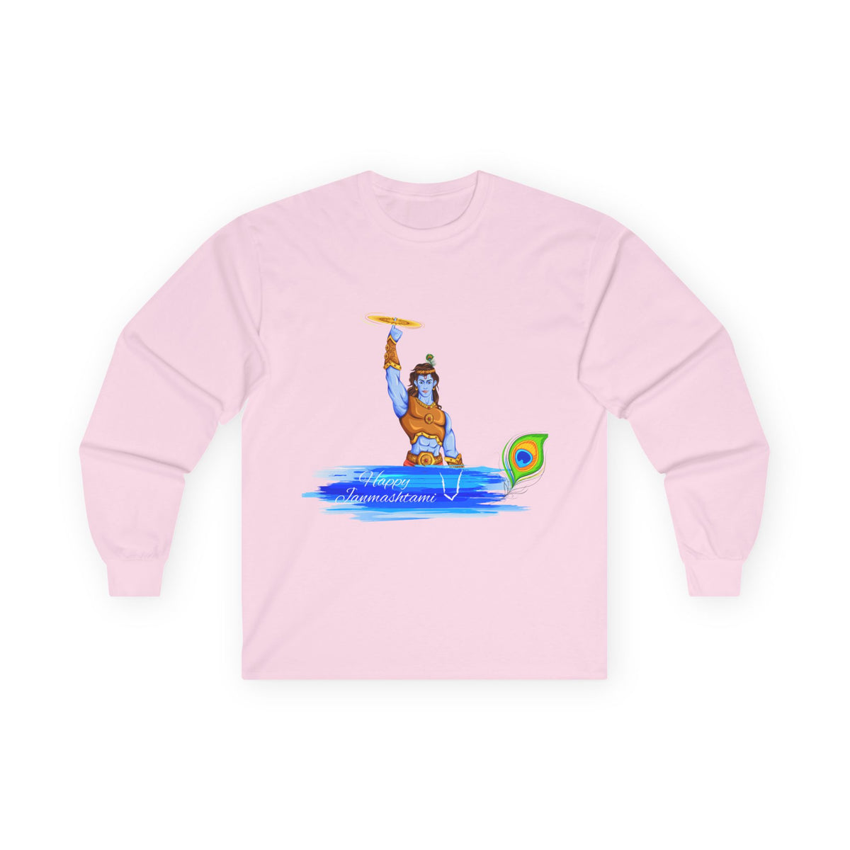 Krishna With Sudarshan Long Sleeve Tee, Unisex Shirt, Hindu God Graphic Tee, Spiritual Apparel, Religious Clothing, Krishna Festival Shirt - Ira World Art LLC