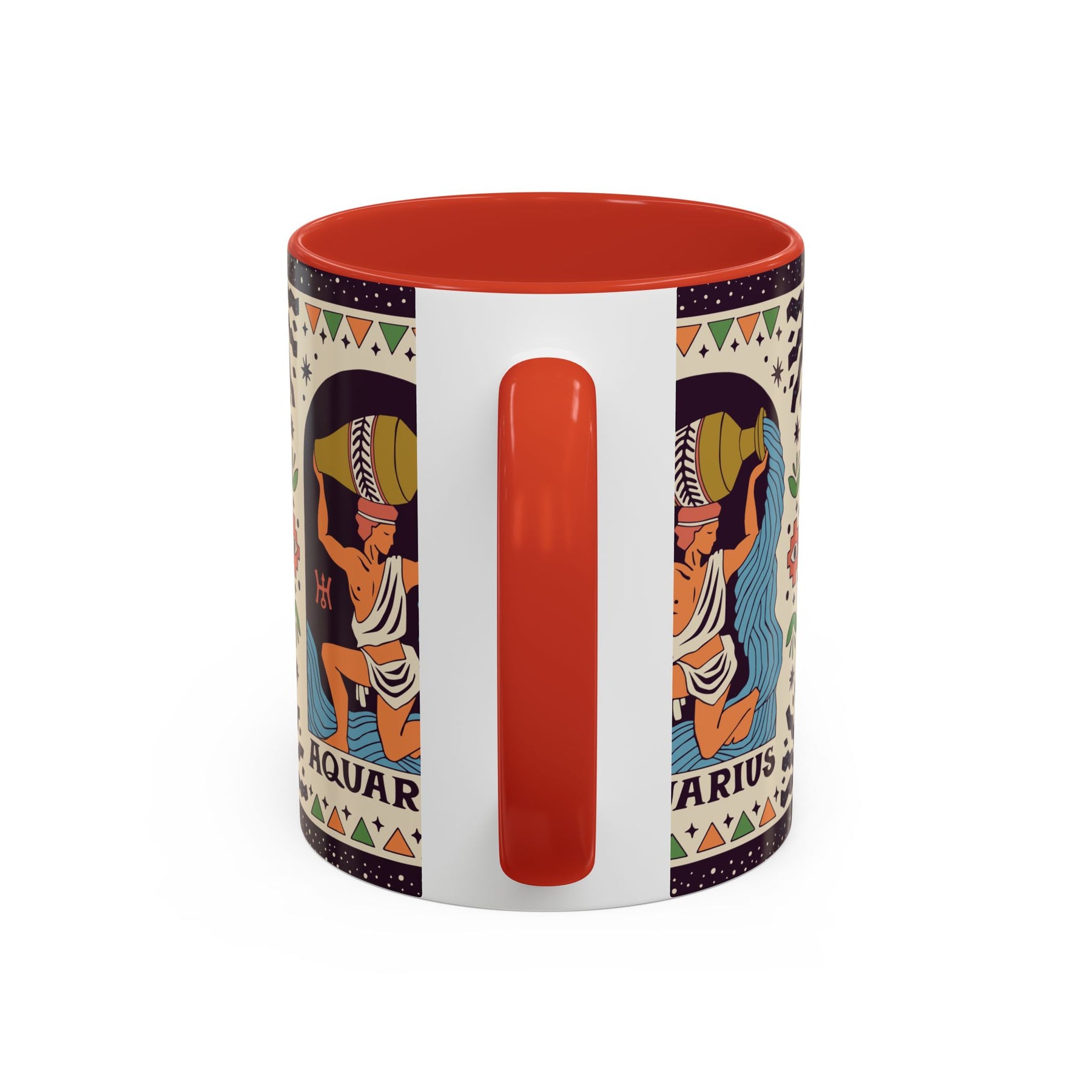 Aquarius Zodiac Painted Mug, Custom Ceramic 11oz and 15oz Coffee Cup - Ira World Art LLC