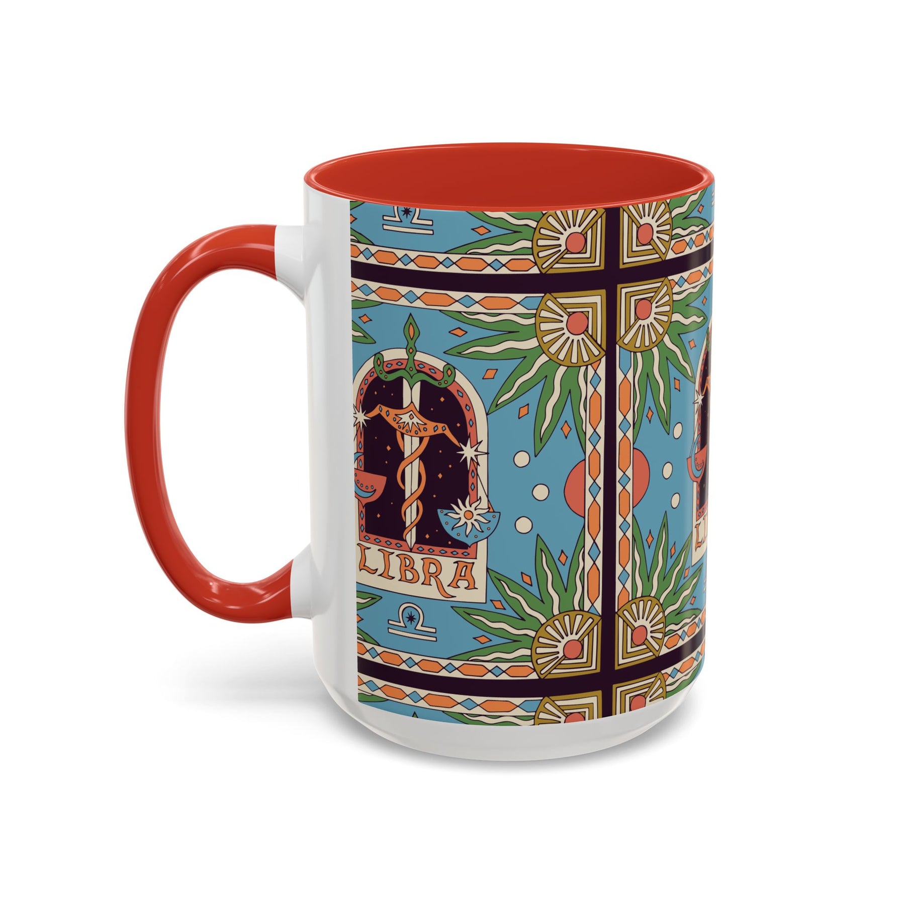 Custom Libra Coffee Mug, Colorful Ceramic 11oz & 15oz Zodiac Design - Ira World Art LLC