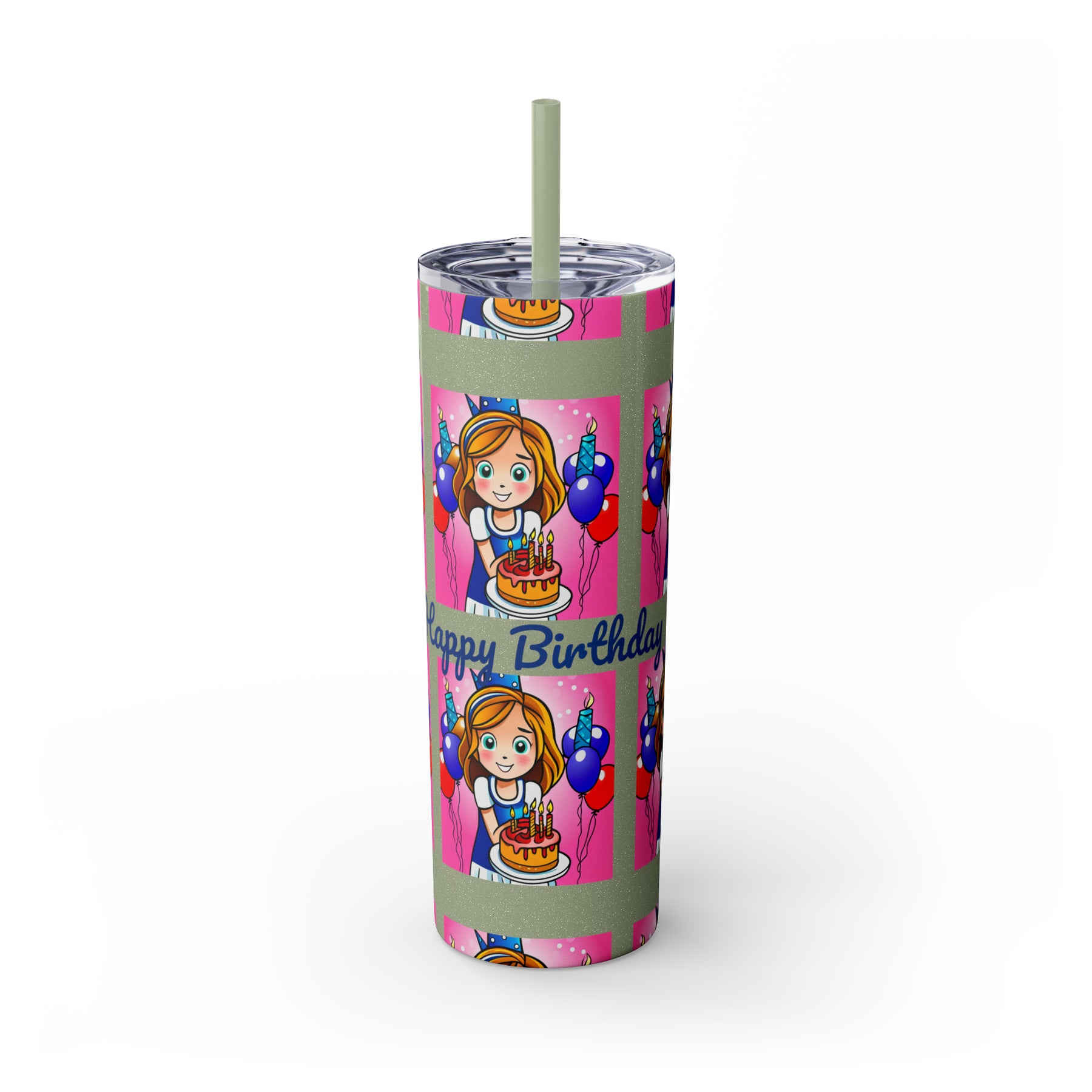 Stylish 20oz Birthday Skinny Tumbler with Straw - Ira World Art LLC