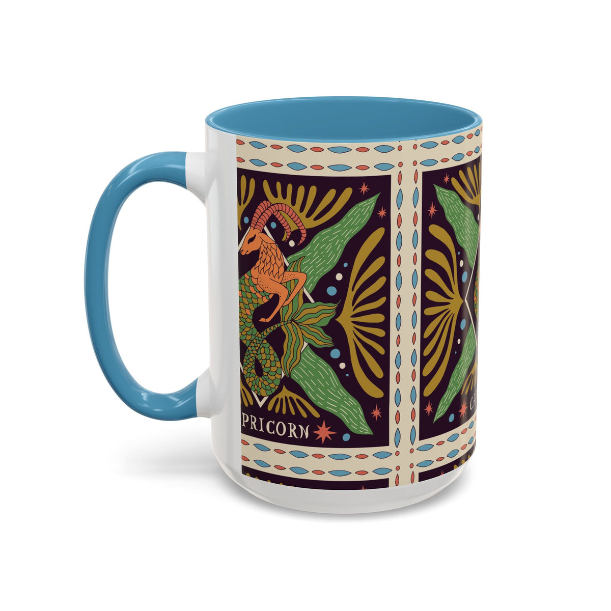 Colorful Capricorn Mug, Custom Ceramic Coffee Cup 11oz & 15oz Zodiac Design - Ira World Art LLC