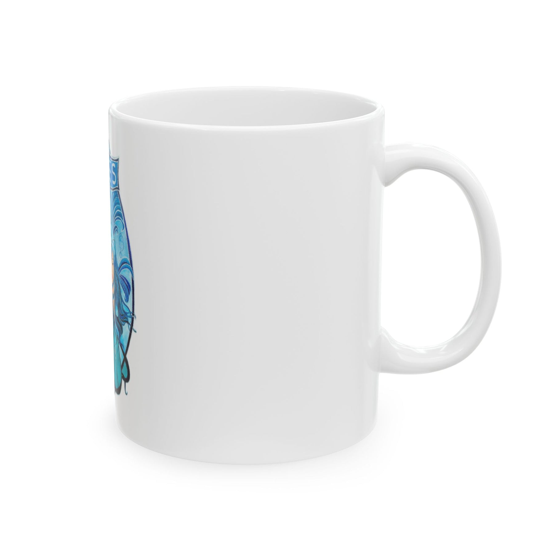 White 11oz Ceramic Zodiac Mug with Colorful Pisces Fish Design, Mermaid Coffee Mug - Ira World Art LLC