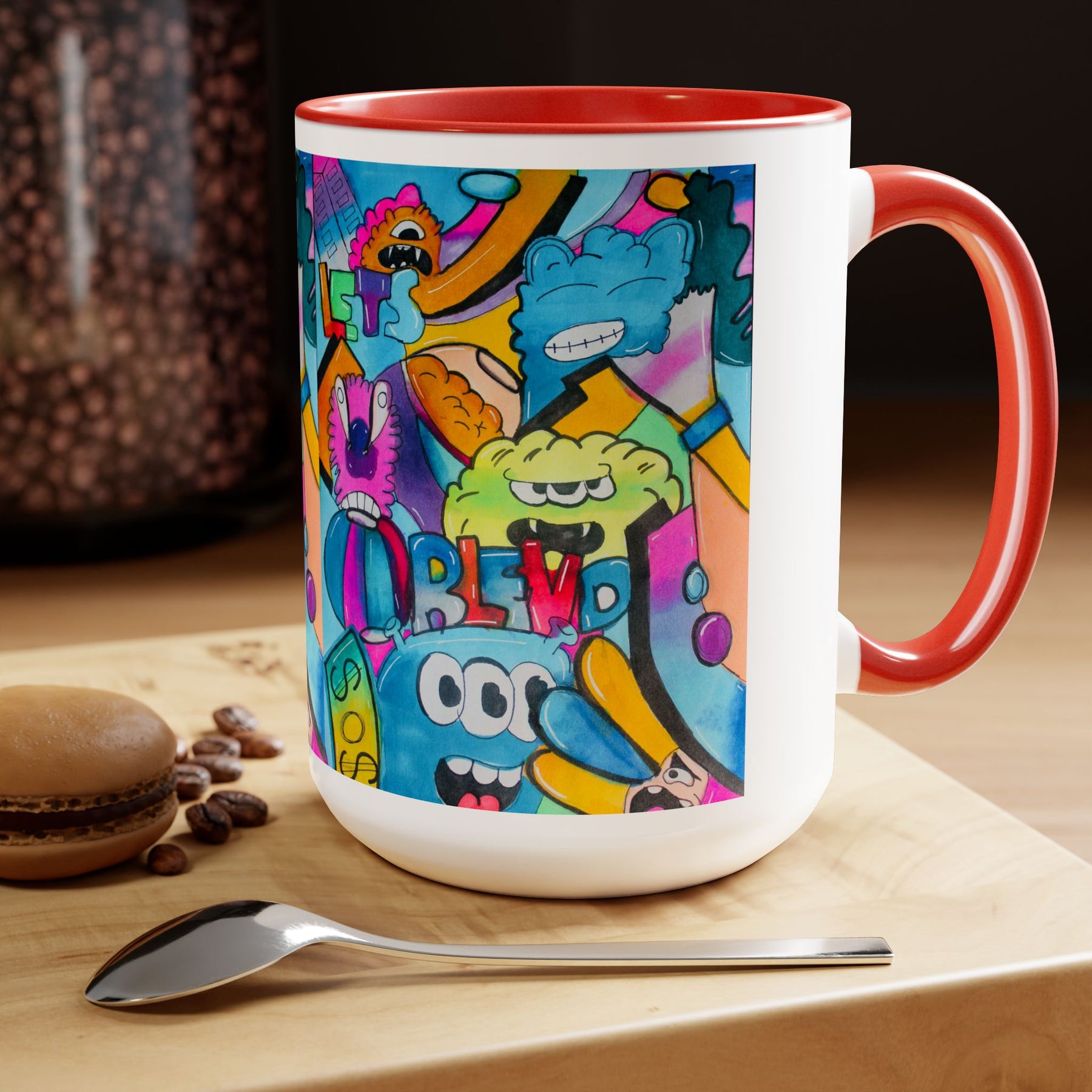 Colorful Two-Tone 15oz Kids Mug with Durable Ceramic, School & Toddler Design - Ira World Art LLC