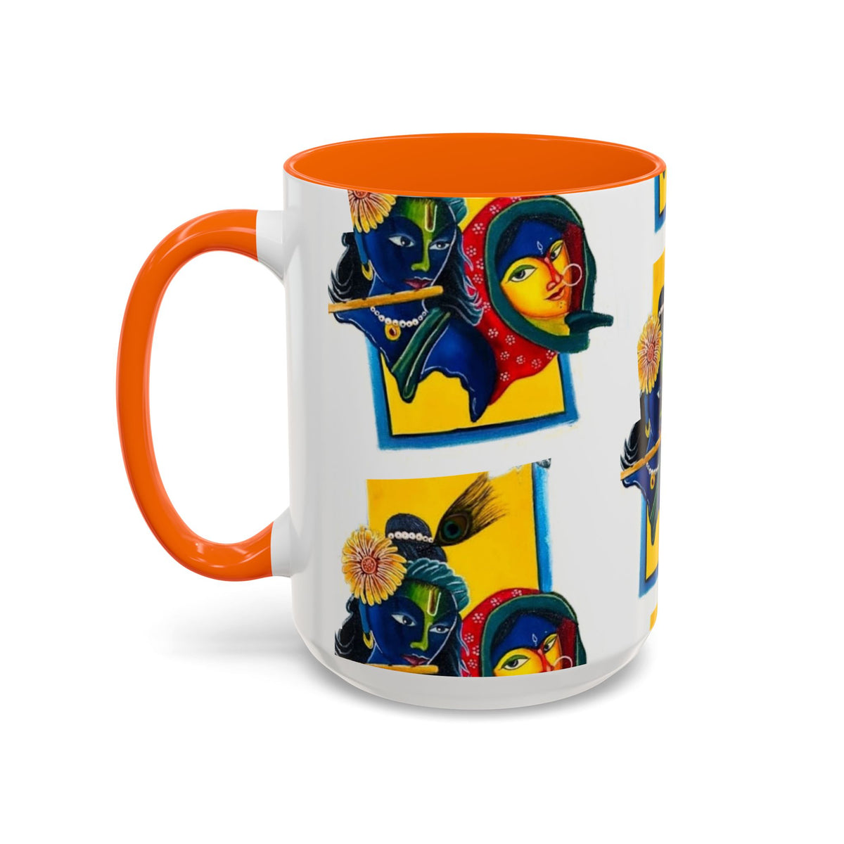 Colorful Ceramic Mug with Unique Hindu Art Design, 11oz & 15oz Aesthetic Gift - Ira World Art LLC