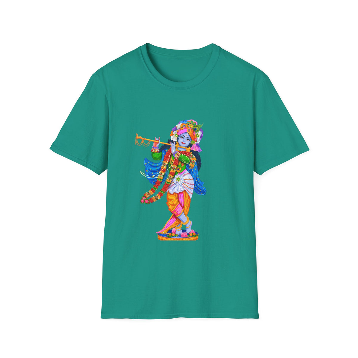 Krishana Tees - Spiritual Unisex Softstyle T-Shirt, Hindu God Tee, Religious Clothing, Meditation Shirt, Yoga Outfit - Ira World Art LLC