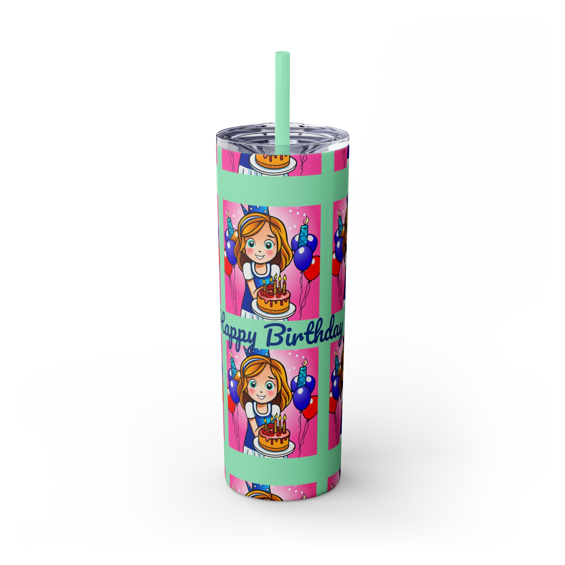 Stylish 20oz Birthday Skinny Tumbler with Straw - Ira World Art LLC