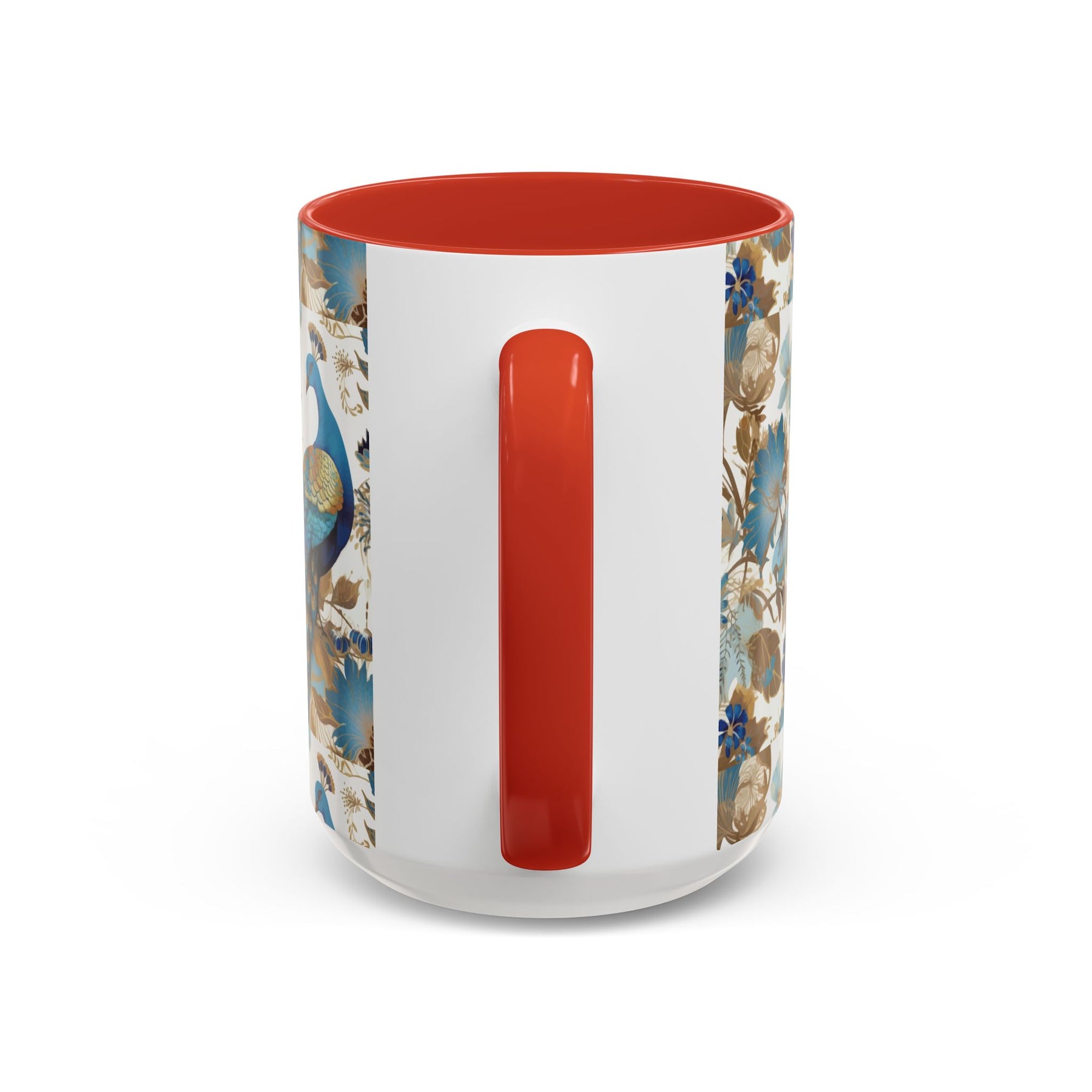 Elegant Peacock Ceramic Coffee Mug, Colorful 11oz & 15oz Custom Design - Ira World Art LLC