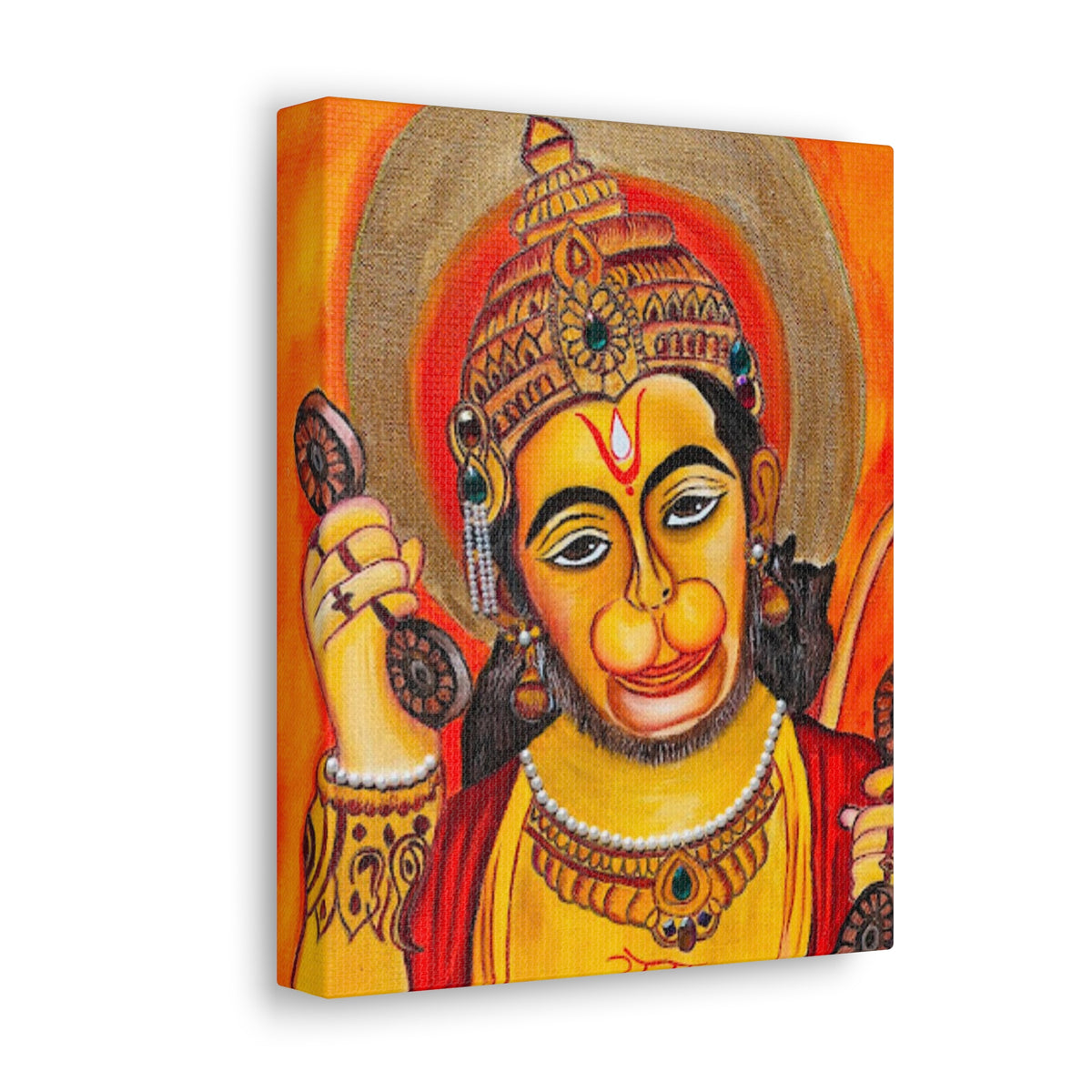 Sacred Strength: Lord Hanuman Gallery Wrap Canvas Print for Divine Home Decor - Ira World Art LLC