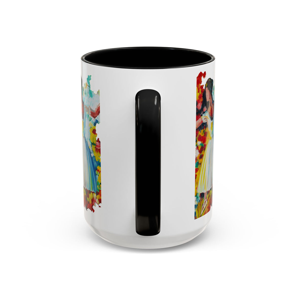 Colorful Ballet Latte Mug, Artistic Ceramic Coffee Cup with Floral Design - Ira World Art LLC