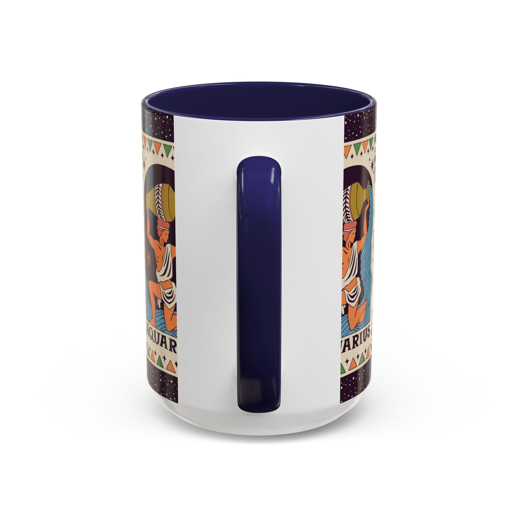 Aquarius Zodiac Painted Mug, Custom Ceramic 11oz and 15oz Coffee Cup - Ira World Art LLC
