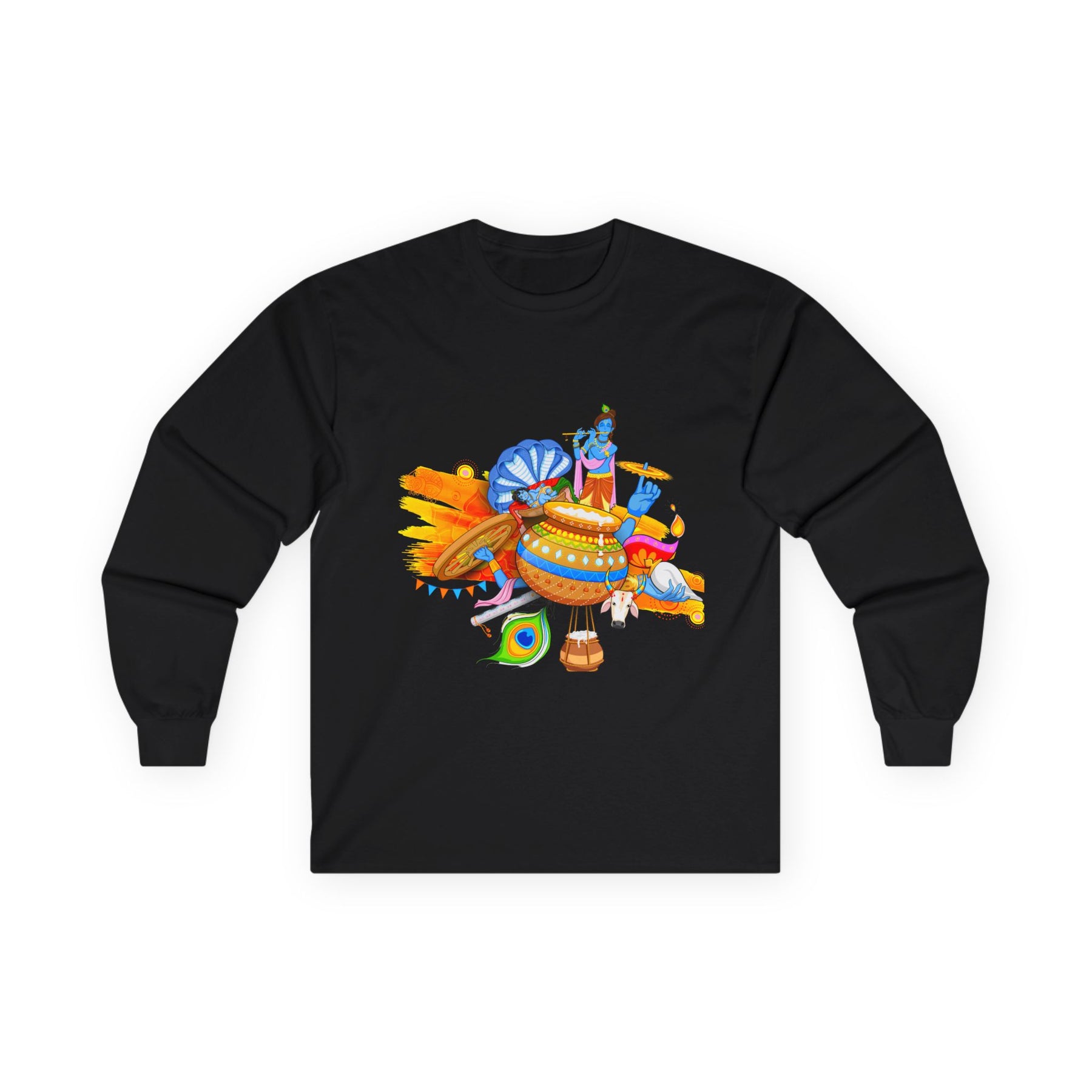 Krishan Full Sleeves Tee, Long Sleeve T-Shirt for Men and Women, Cotton Shirt, Religious Gift, Casual Top - Ira World Art LLC