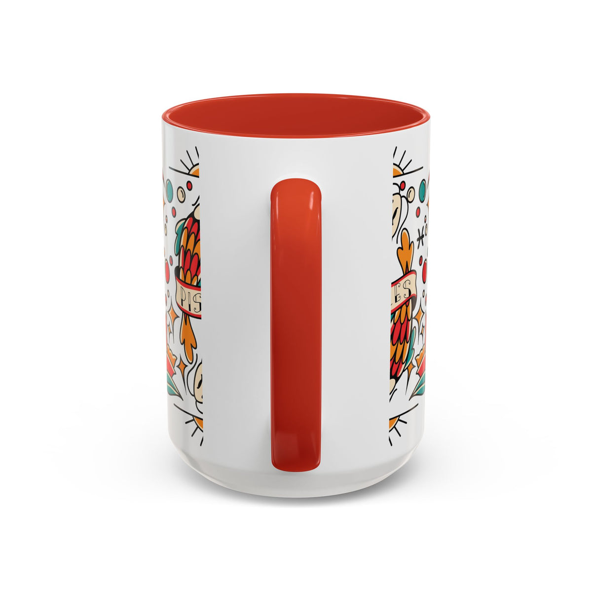Colorful Pisces Zodiac Mug, Painted Ceramic 11oz Unique Coffee Cup - Ira World Art LLC