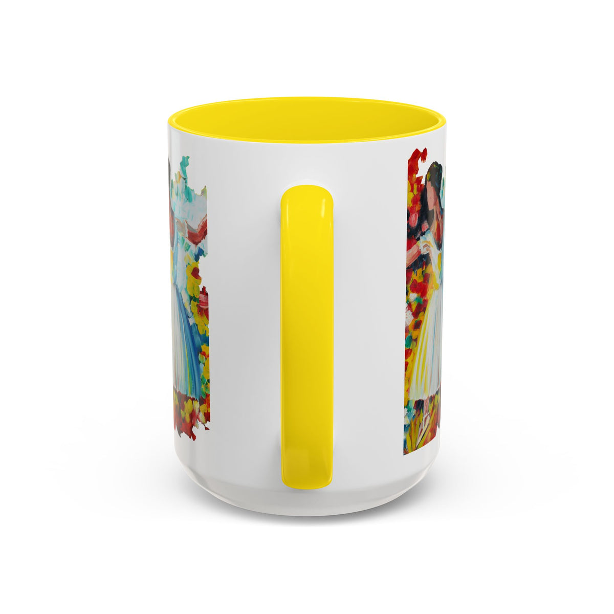 Colorful Ballet Latte Mug, Artistic Ceramic Coffee Cup with Floral Design - Ira World Art LLC