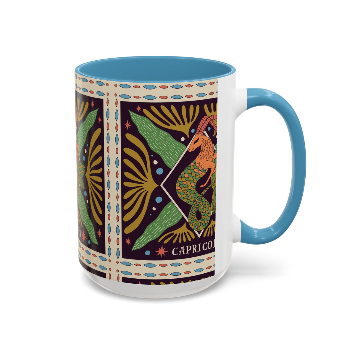 Colorful Capricorn Mug, Custom Ceramic Coffee Cup 11oz & 15oz Zodiac Design - Ira World Art LLC